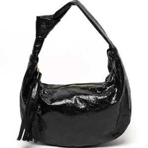 NEW LAGGO lola maxi shoulder bag in black crinkled